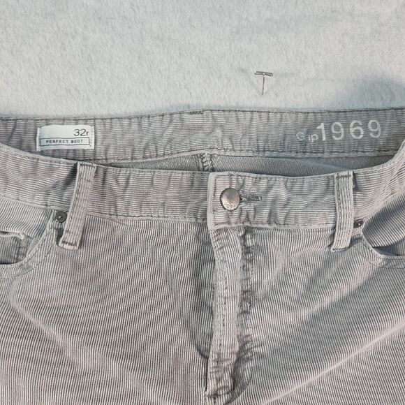 Gap 1969 Perfect Boot Corduroy Pants Jeans Women's Size 32 R Color Pavement - Picture 3 of 9